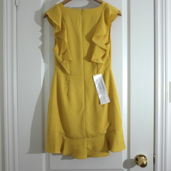 COPY - BCBG MAXAZRIA Tyrah Sleeveless Ruffle vneck Dress Ceylon Yellow size 2 - Picture 2 of 7